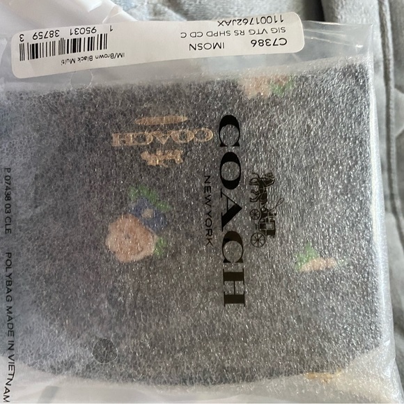 Coach Shaped Card Case Signature Canvas w/Vintage Mini Rose Print NWT - Picture 6 of 6